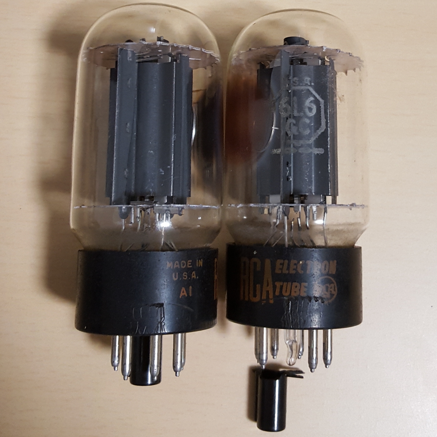 RCA 6l6GC Blackplate Valve Tubes Vintage Tube Matched Pair Duet Black Plate
