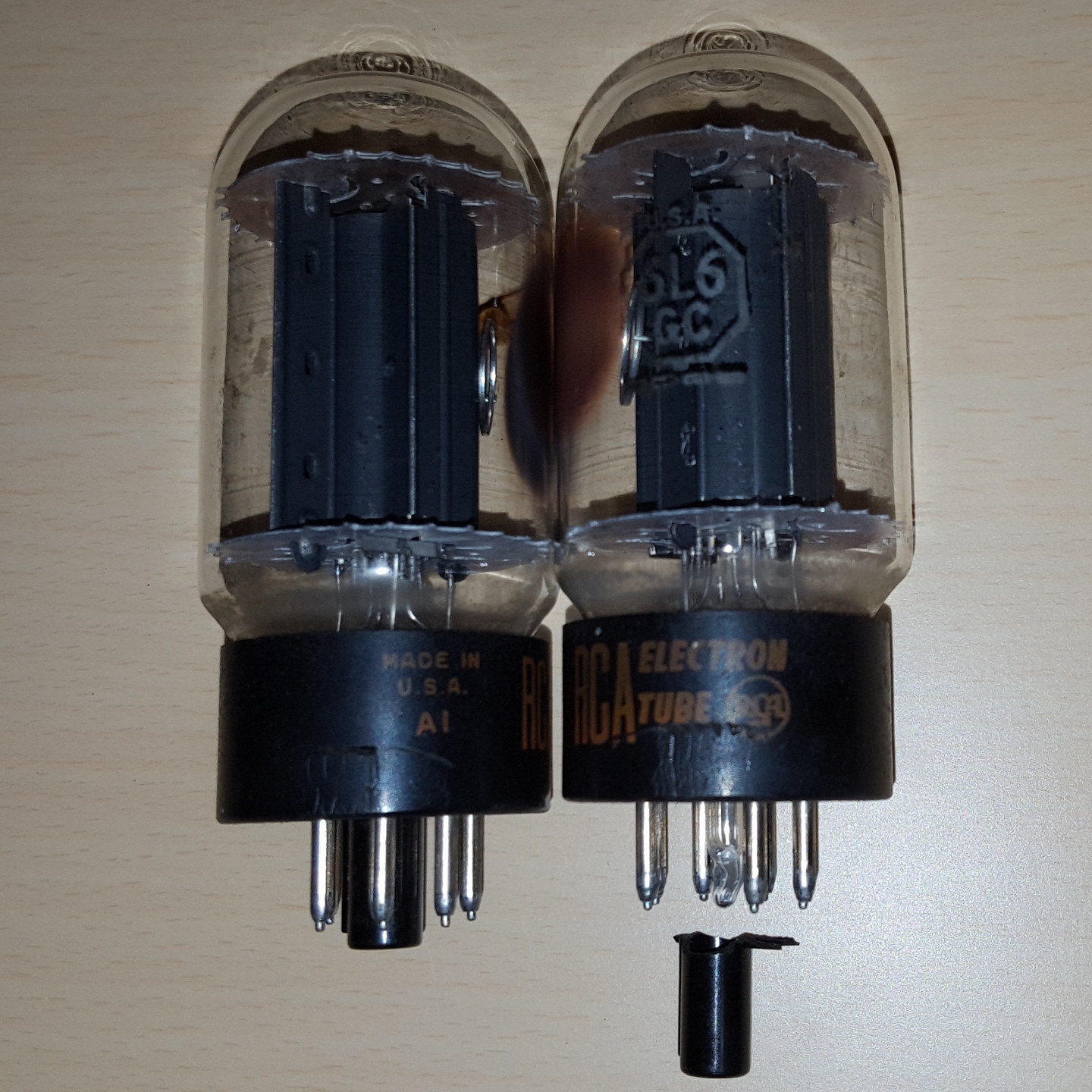 RCA 6l6GC Blackplate Valve Tubes Vintage Tube Matched Pair Duet Black Plate