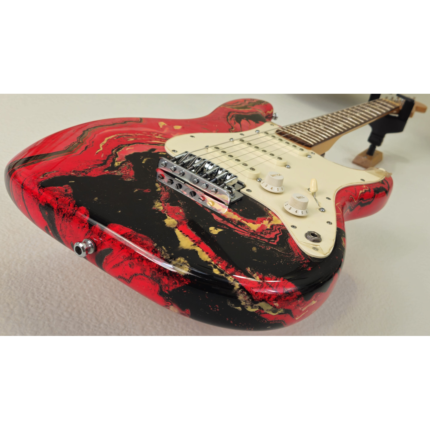 MINT 1983 Fender Bowling Ball American Stratocaster Red Swirl Marble Vintage Electric Guitar