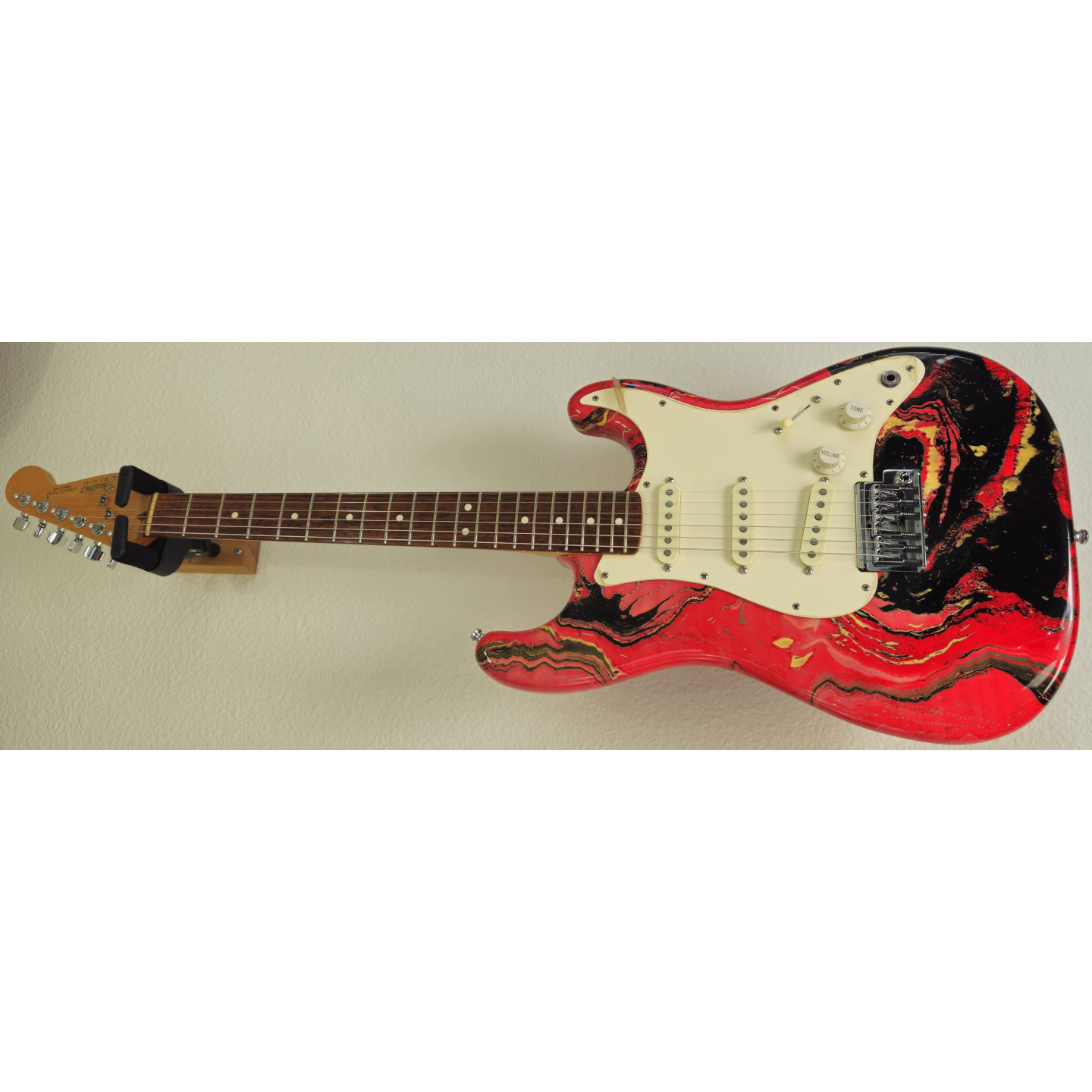 MINT 1983 Fender Bowling Ball American Stratocaster Red Swirl Marble Vintage Electric Guitar