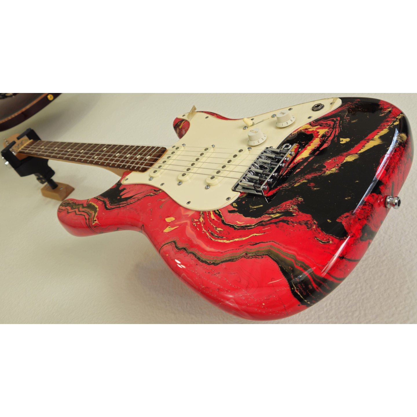 MINT 1983 Fender Bowling Ball American Stratocaster Red Swirl Marble Vintage Electric Guitar