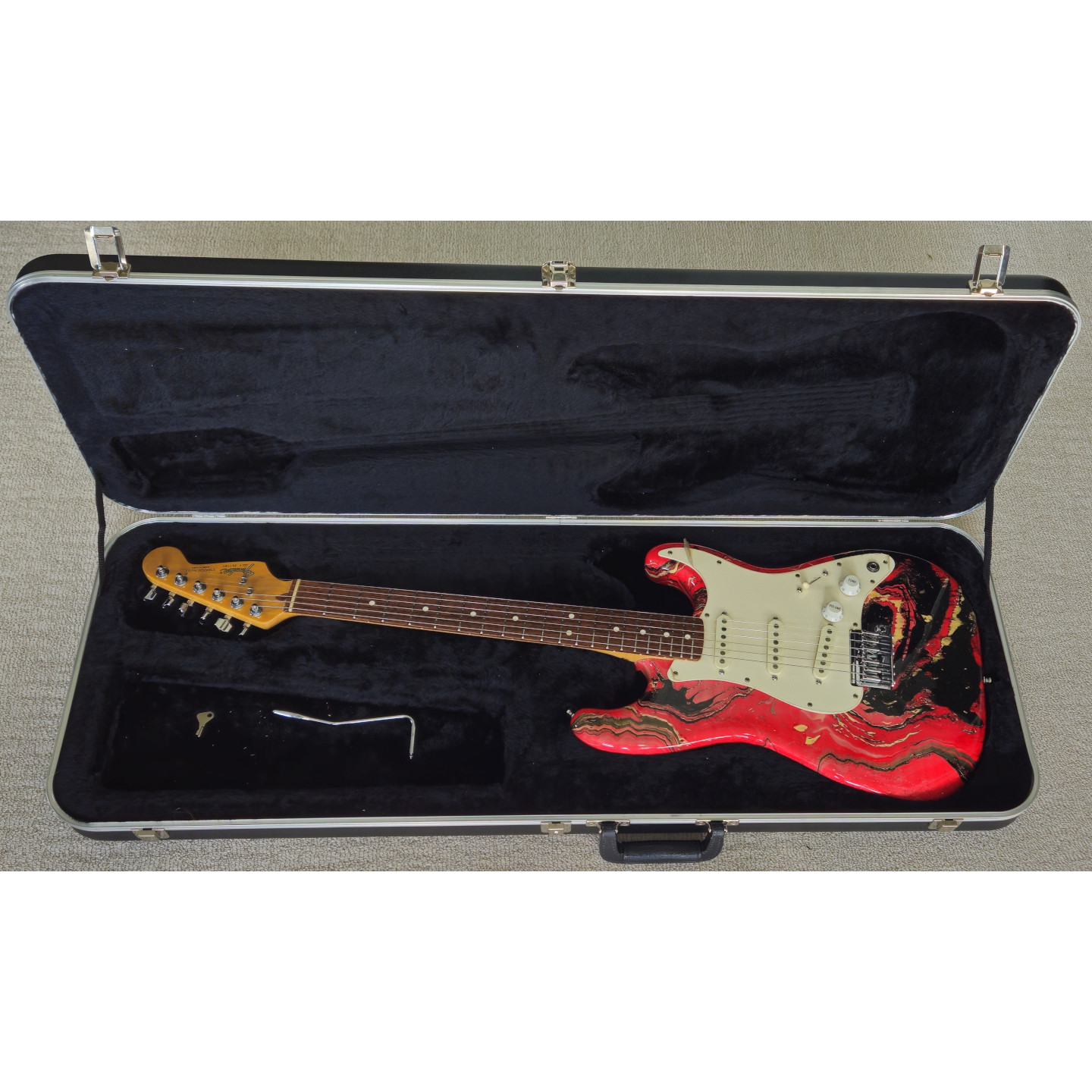 MINT 1983 Fender Bowling Ball American Stratocaster Red Swirl Marble Vintage Electric Guitar