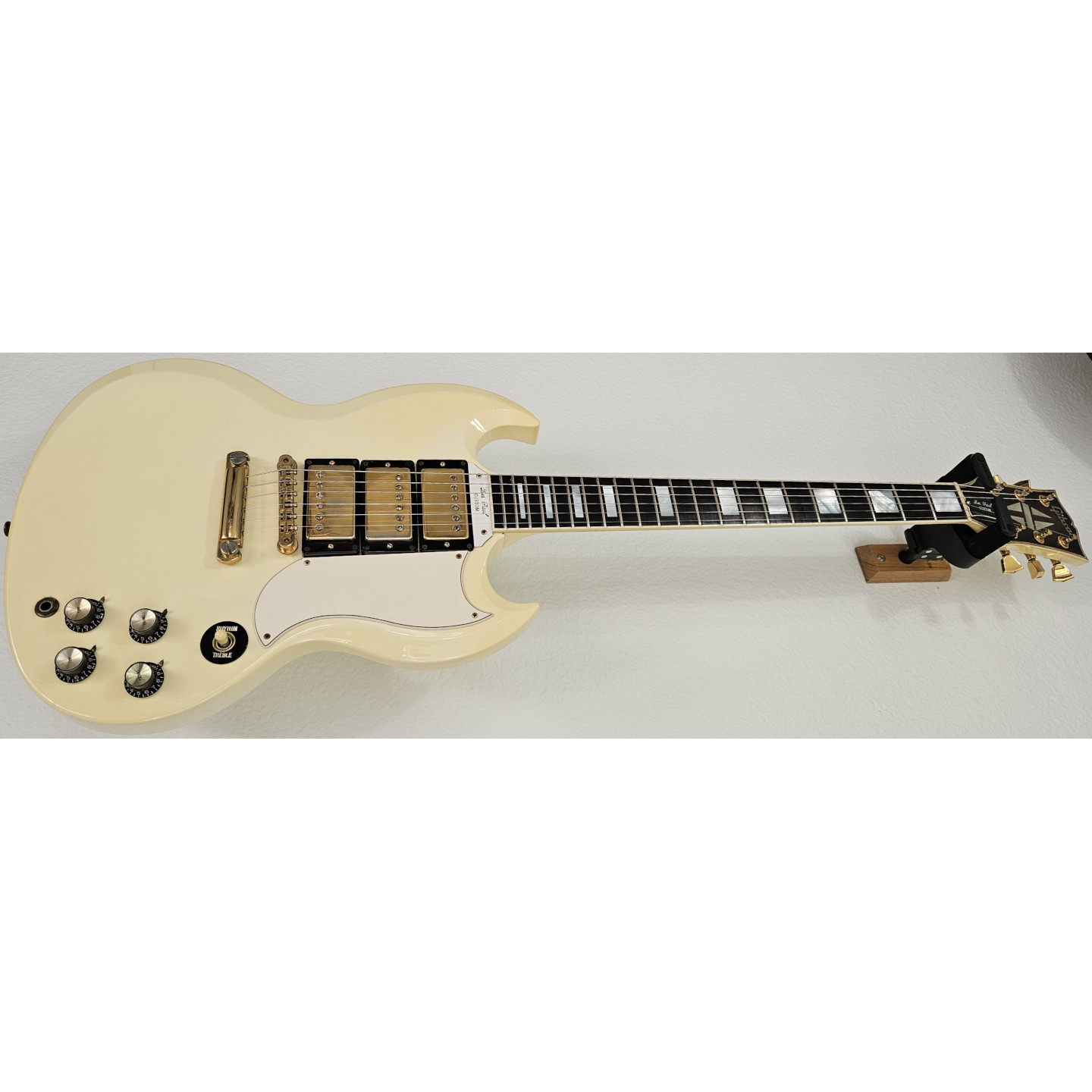 1992 Gibson Historic '61 Les Paul SG Reissue Custom Antique Ivory White 3-Pickup '62 Vintage Electric Guitar