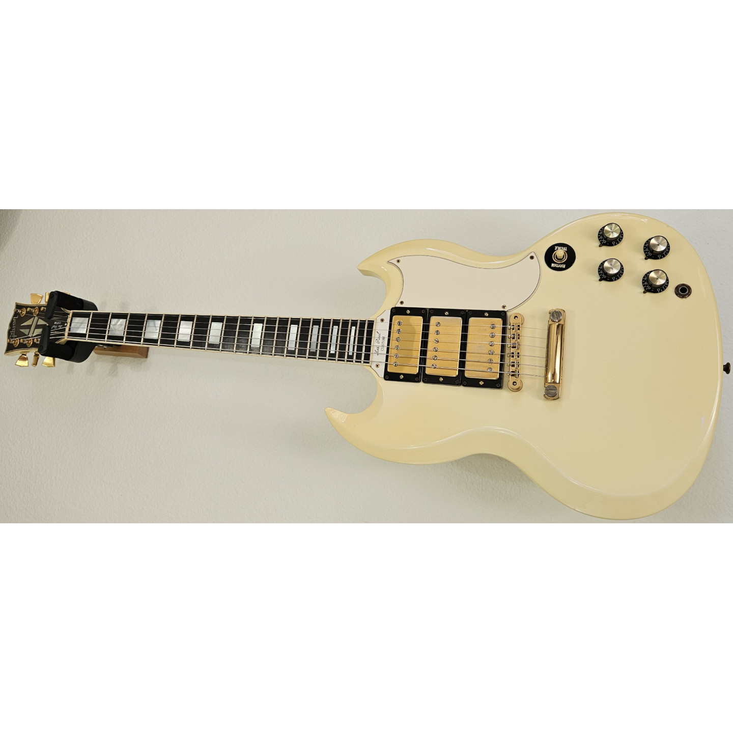 1992 Gibson Historic '61 Les Paul SG Reissue Custom Antique Ivory White 3-Pickup '62 Vintage Electric Guitar