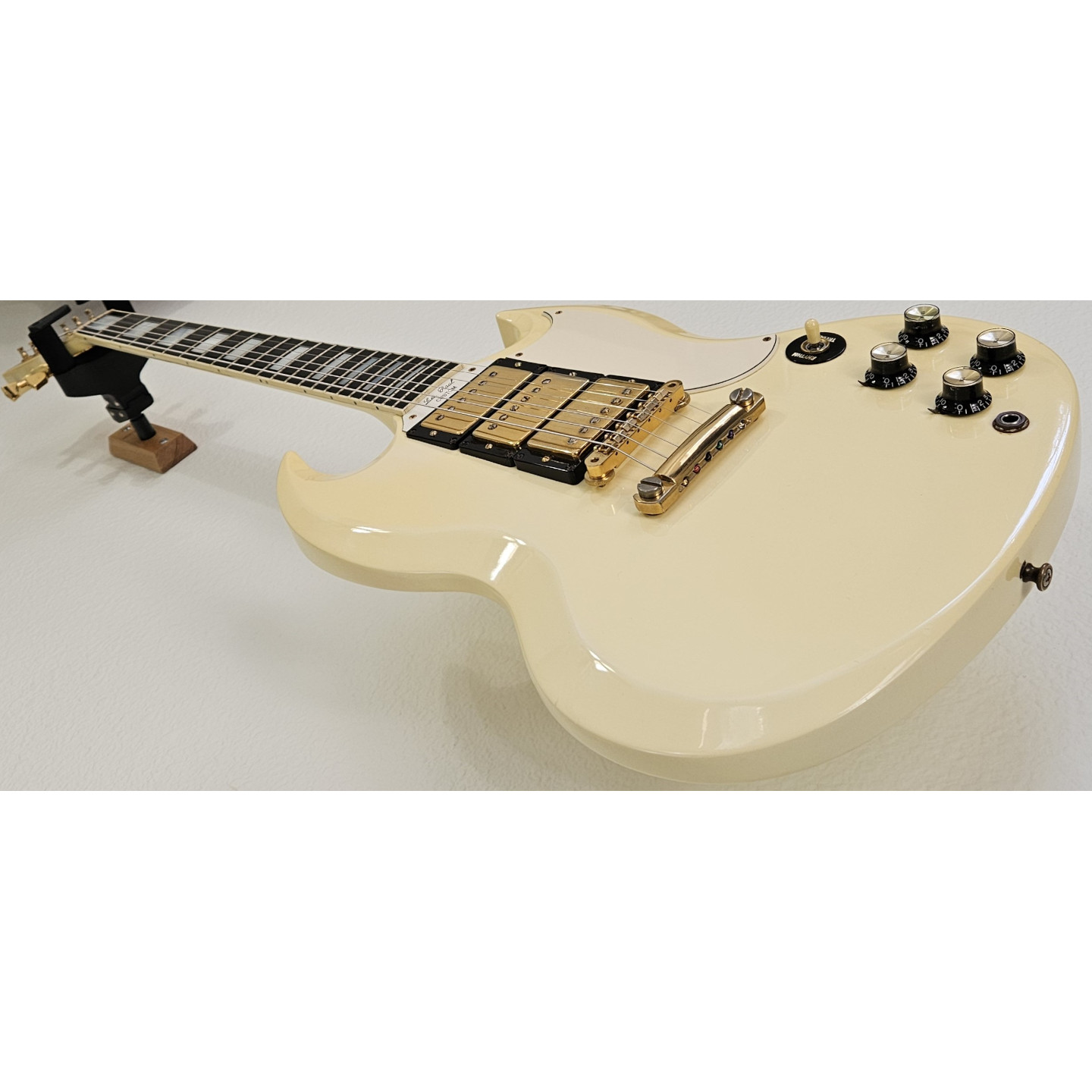 1992 Gibson Historic '61 Les Paul SG Reissue Custom Antique Ivory White 3-Pickup '62 Vintage Electric Guitar