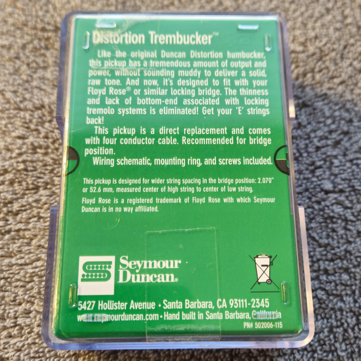 Seymour Duncan Distortion Trembucker Humbucker White TB-6 11103-21-W